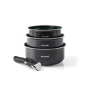 Batterie De Cuisine 4 Pièces - Aluminium Noir Avec Revêtement Diamant Perlé