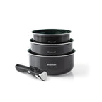 4-Piece Cookware Set - Black Aluminium with Pearl Diamond Coating