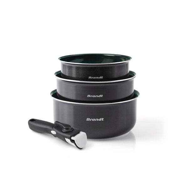 4-Piece Cookware Set - Black Aluminium with Pearl Diamond Coating