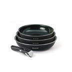 Batterie De Cuisine 4 Pièces - Aluminium Noir Avec Revêtement Diamant Perlé