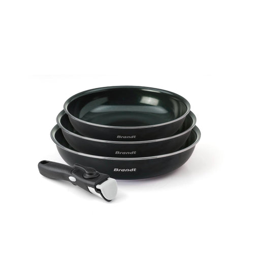 Batterie De Cuisine 4 Pièces - Aluminium Noir Avec Revêtement Diamant Perlé