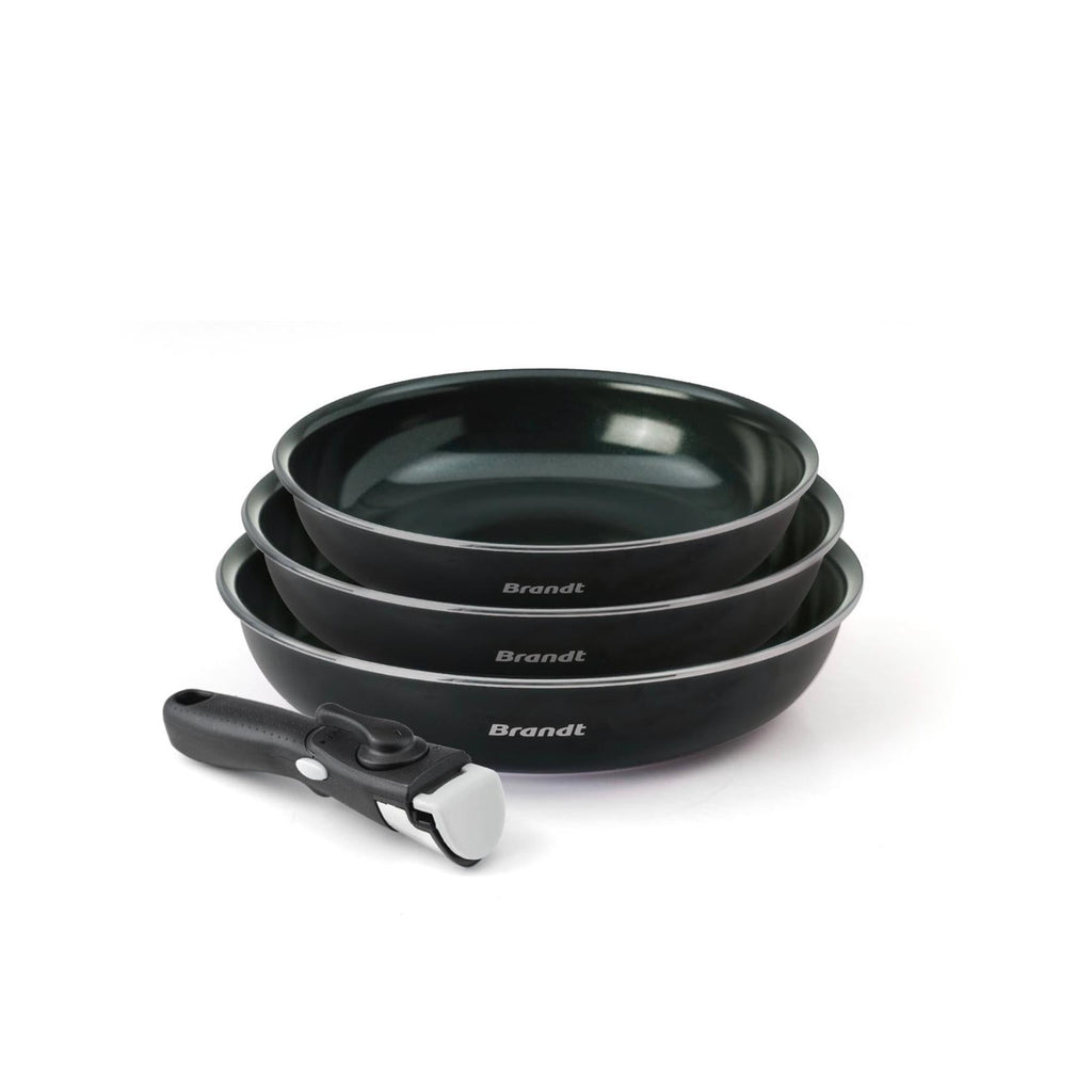 Batería De Cocina 4 Piezas - Aluminio Negro Con Revestimiento Diamante Perlado
