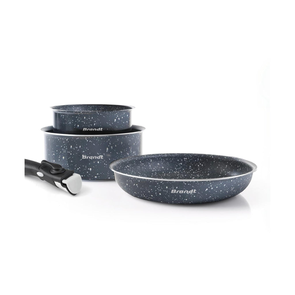 Batería De Cocina 4 Piezas - Aluminio Gris Mármol