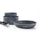 Set De 2 Casseroles Et Sauteuse Avec Poignée Amovible - Marbre Gris