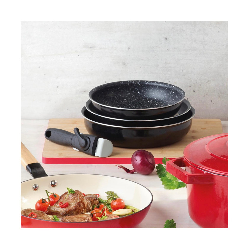 4-Piece Cookware Set - Black Aluminium with Pearl Diamond Coating