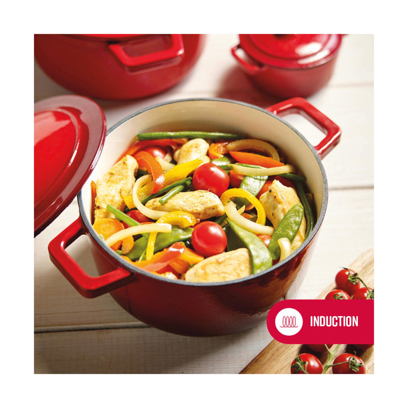 Cocotte En Fonte D'Acier Ronde - Rouge