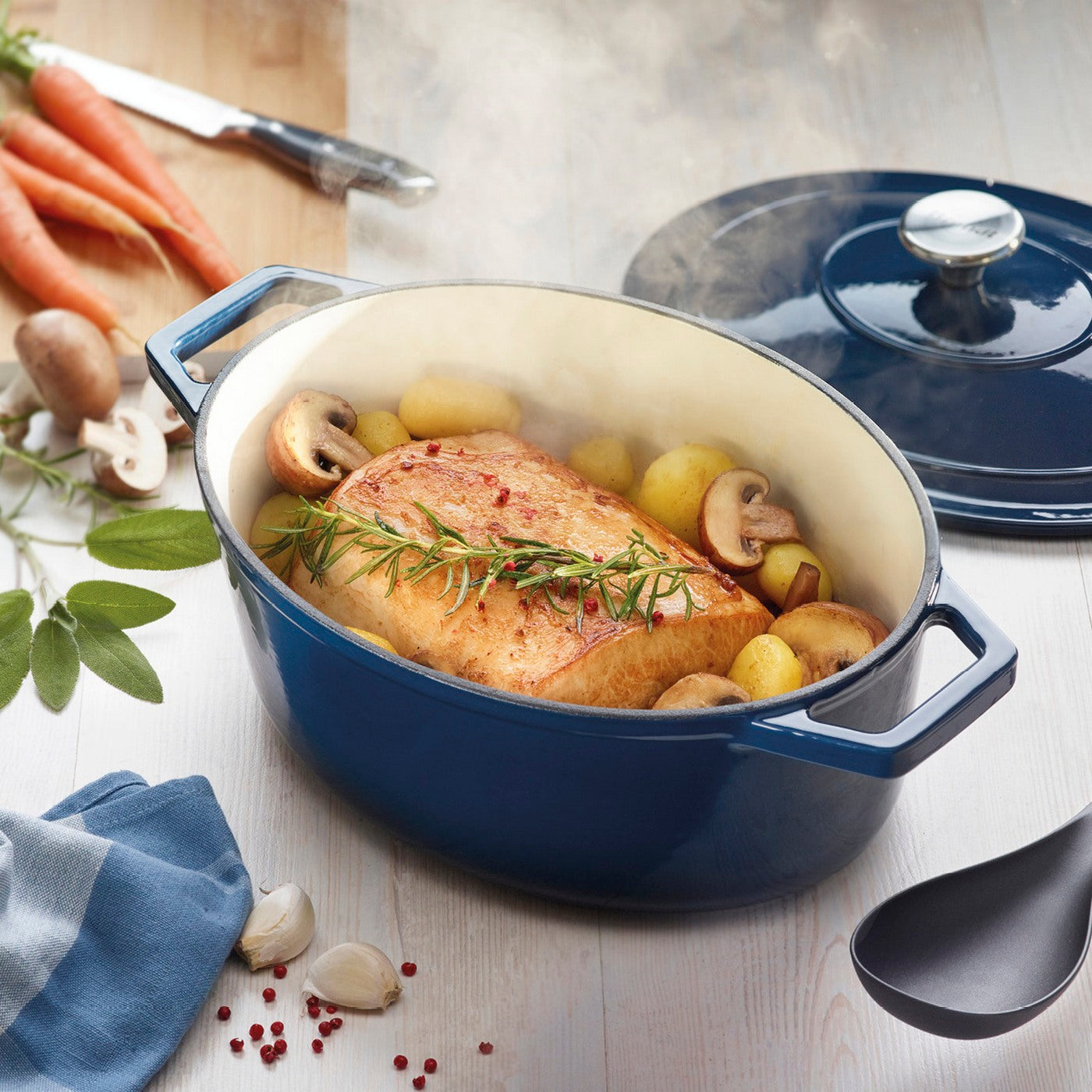 BRANDT - Cocotte En Fonte D'Acier Ronde - Bleu