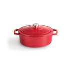 Oval Cast Steel Casserole Dish - Red