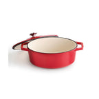 Oval Cast Steel Casserole Dish - Red