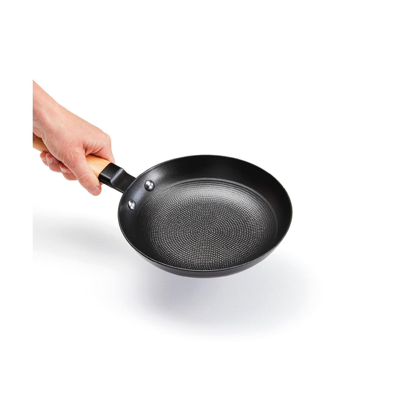 Poêle En Fonte Structure Nid D'Abeille Avec Manche En Bois - Vert