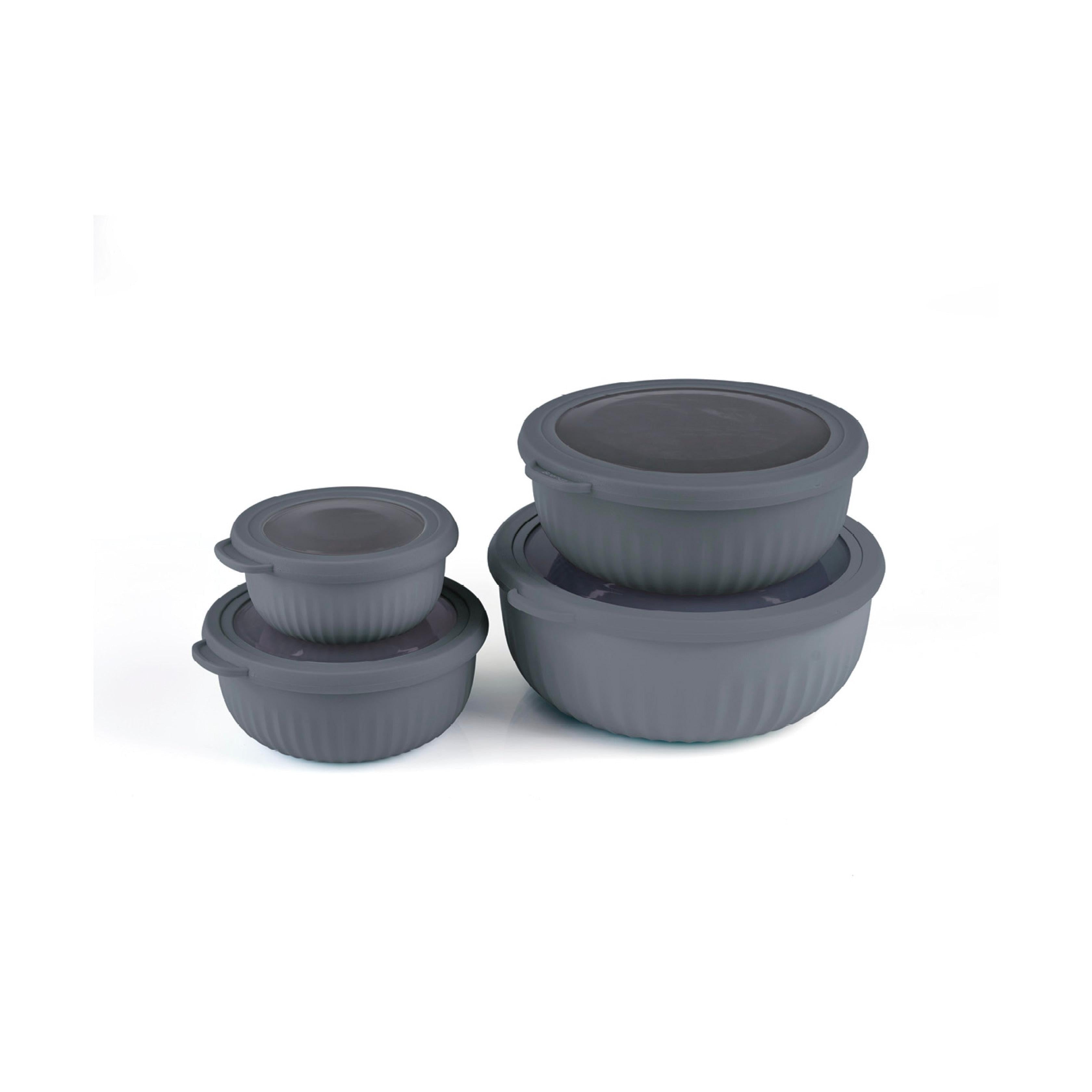 Set De 4 Cajas De Conservación Encajables - Gris Antracita