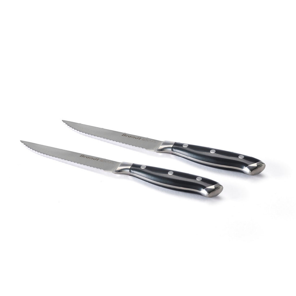 Set di 2 coltelli da bistecca rivettati neri