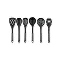 Set De 6 Ustensiles De Cuisine Avec Support De Rangement Rotatif - Gris Foncé