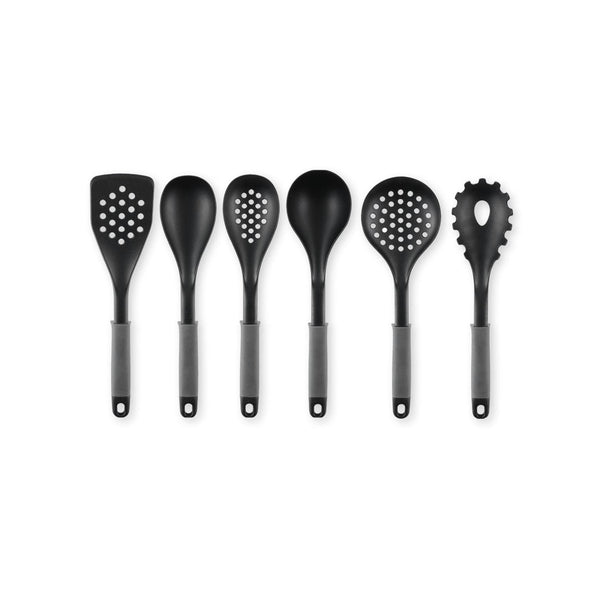Set di 6 utensili da cucina con supporto girevole - Grigio scuro