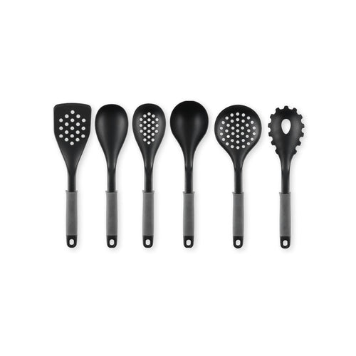 Set De 6 Ustensiles De Cuisine Avec Support De Rangement Rotatif - Gris Foncé