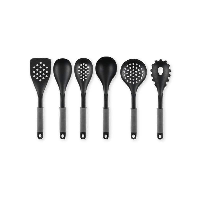 Set De 6 Ustensiles De Cuisine Avec Support De Rangement Rotatif - Gris Foncé