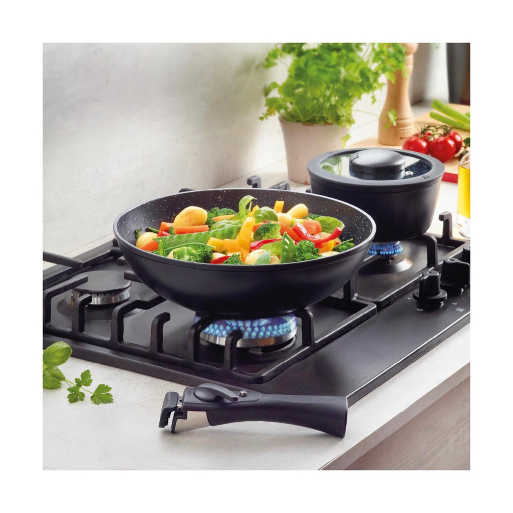 Pack de Cocina Apilable en Aluminio con Mango Extraíble 5 Piezas - Negro