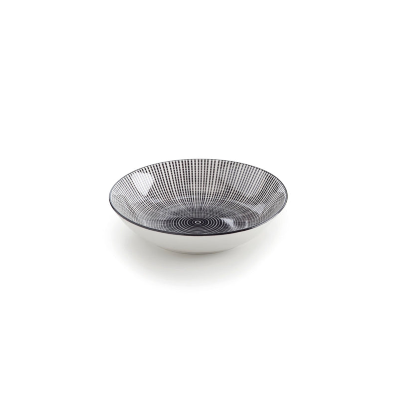 Service De Table 24 Pièces En Porcelaine Avec Relief - Blanc/Noir