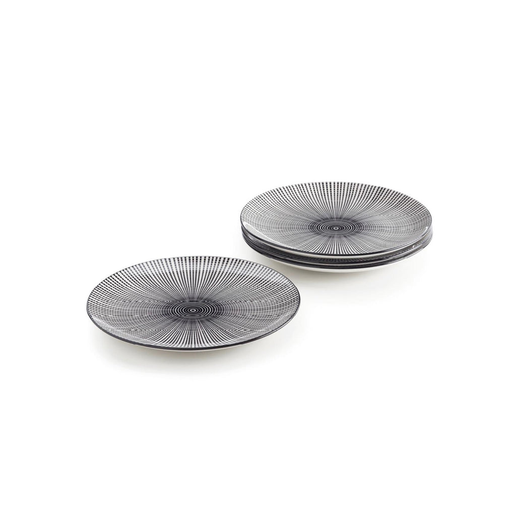 Set De 4 Assiettes Avec Relief - Blanc/Noir