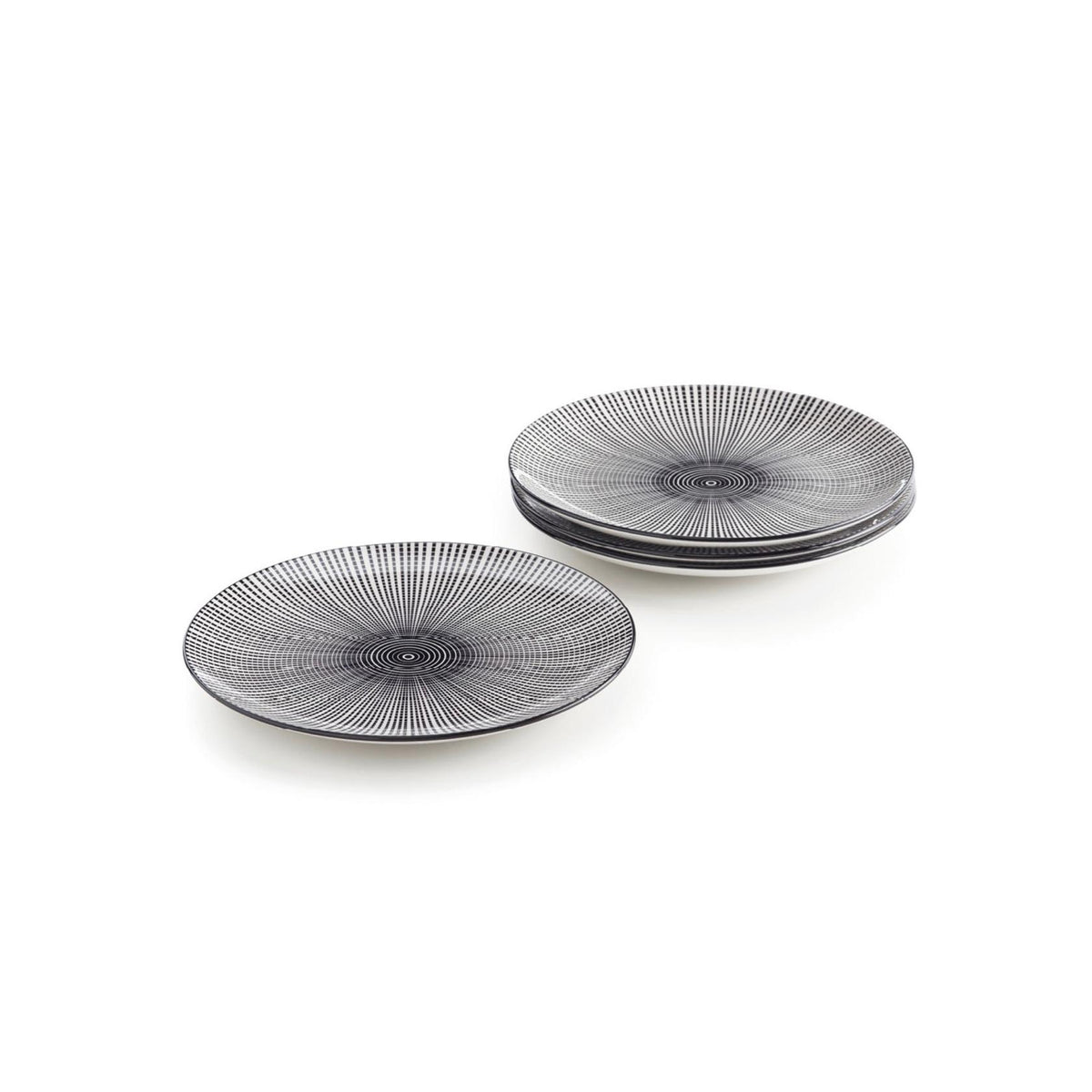 Set De 4 Assiettes Avec Relief - Blanc/Noir