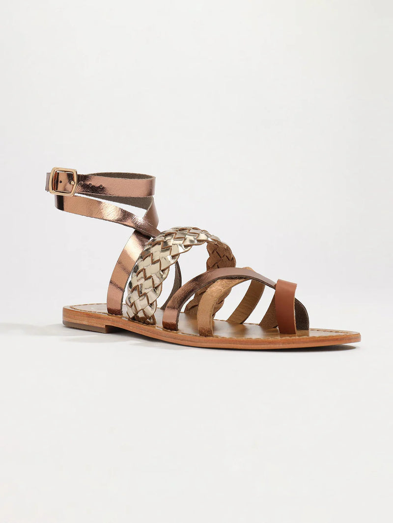 Sandalias Colorata - Camel, Bronce y Oro