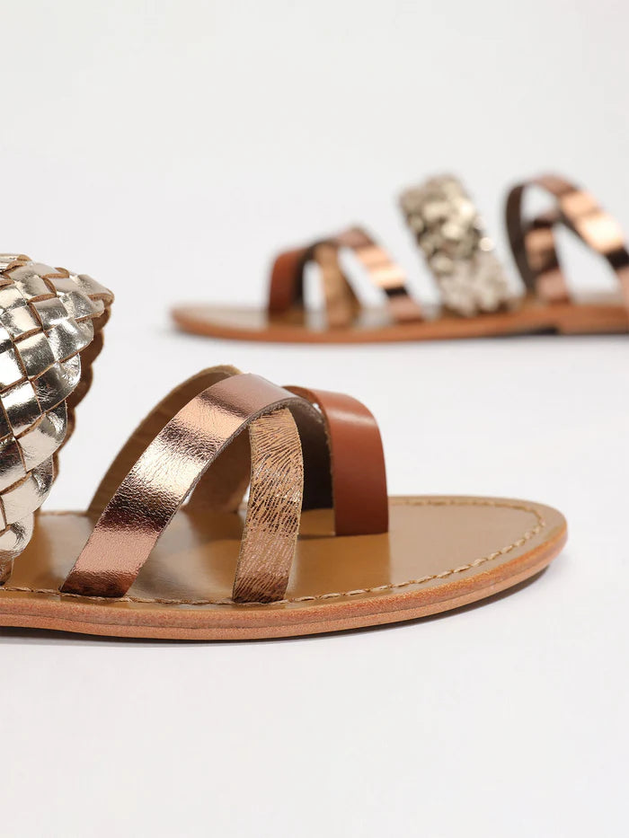 Sandalias Colorata - Camel, Bronce y Oro