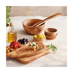 Cubiertos Para Ensalada Planos - Madera De Olivo