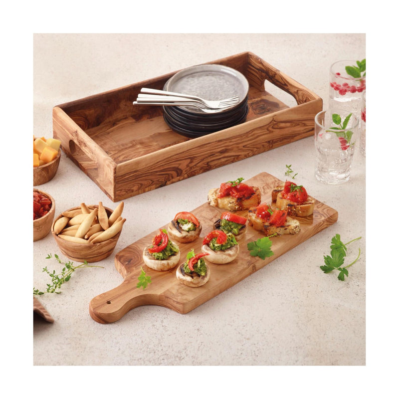 Plateau De Service Avec Deux Poignées - Bois D'Olivier