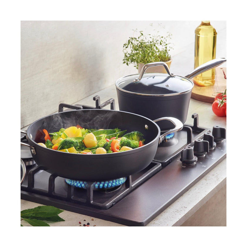 Batterie De Cuisine 9 Pièces En Aluminium Forgé Et Acier Inoxydable - Noir