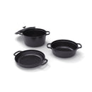 Batterie De Cuisine Empilable En Fonte 4 Pièces + 4 Protections En Silicone - Noir