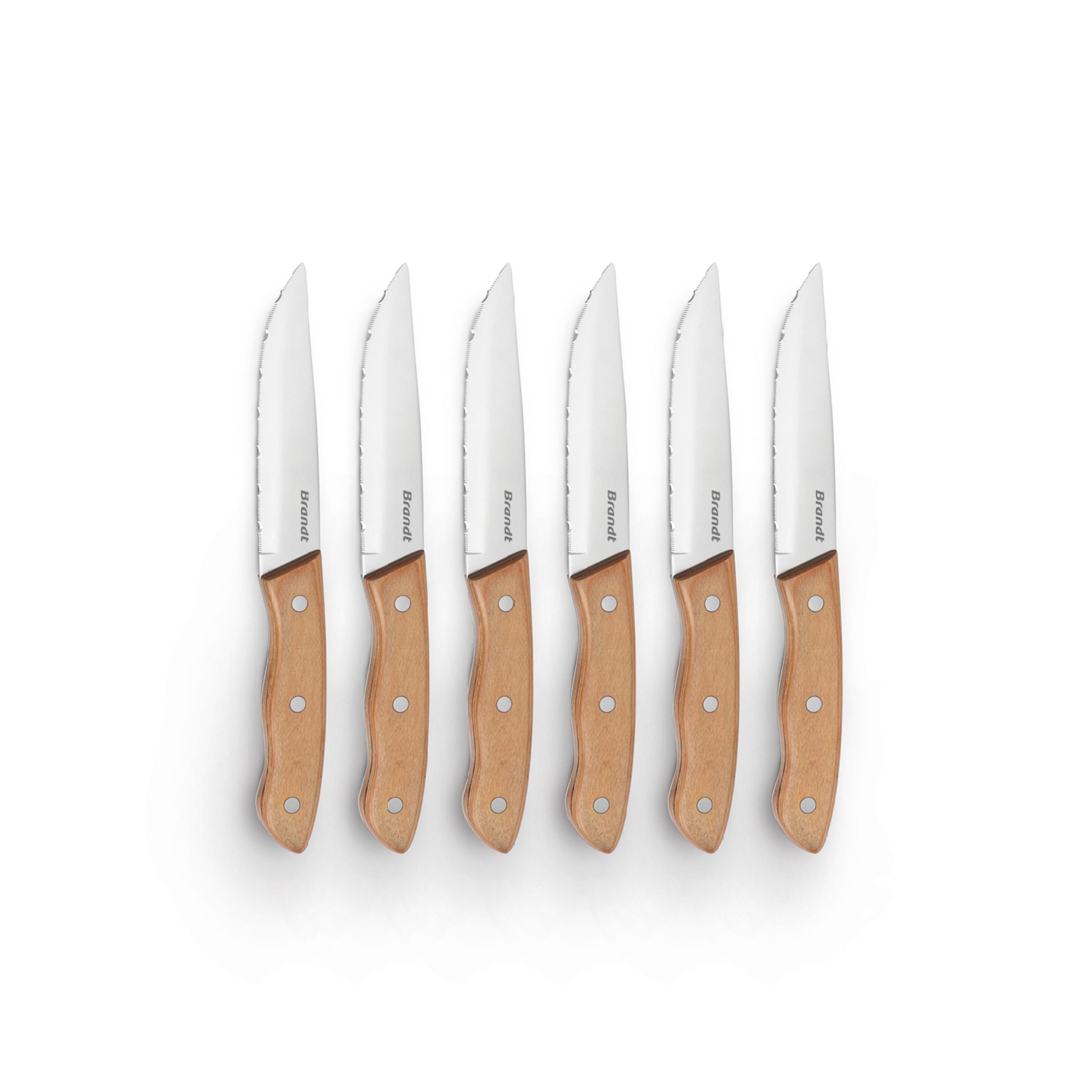 Set of 6 Steak Knives with Handles - Pakka Wood
