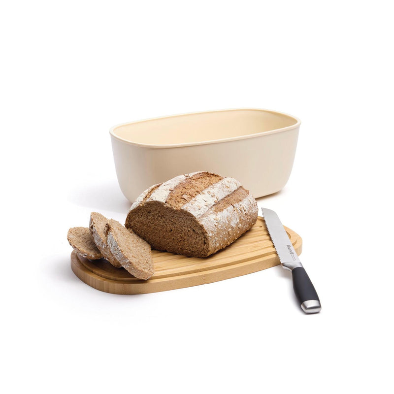 Boïte À Pain Avec Couvercle En Bambou - Crème/Bois