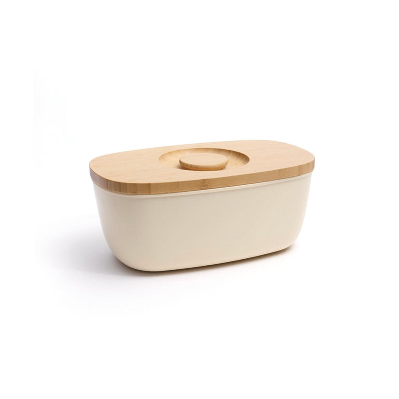 Boïte À Pain Avec Couvercle En Bambou - Crème/Bois