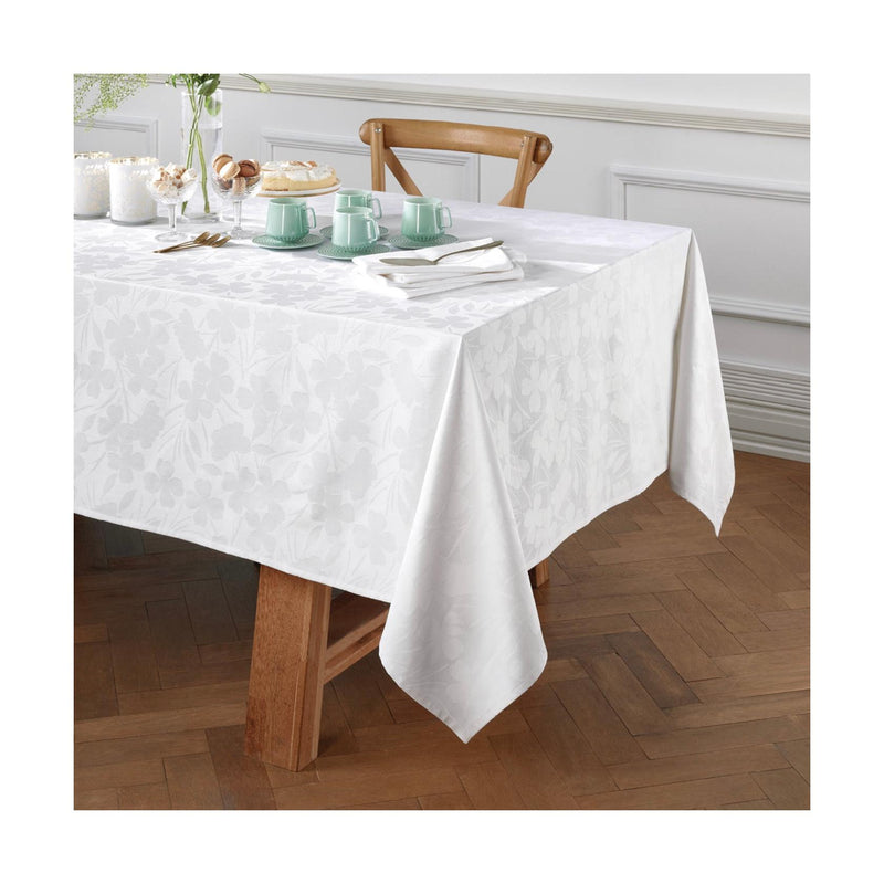 Nappe Tissé Jacquard Fleurette - Blanc