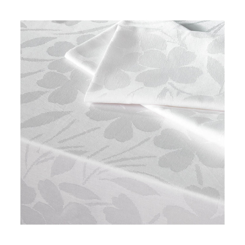 Nappe Tissé Jacquard Fleurette - Blanc