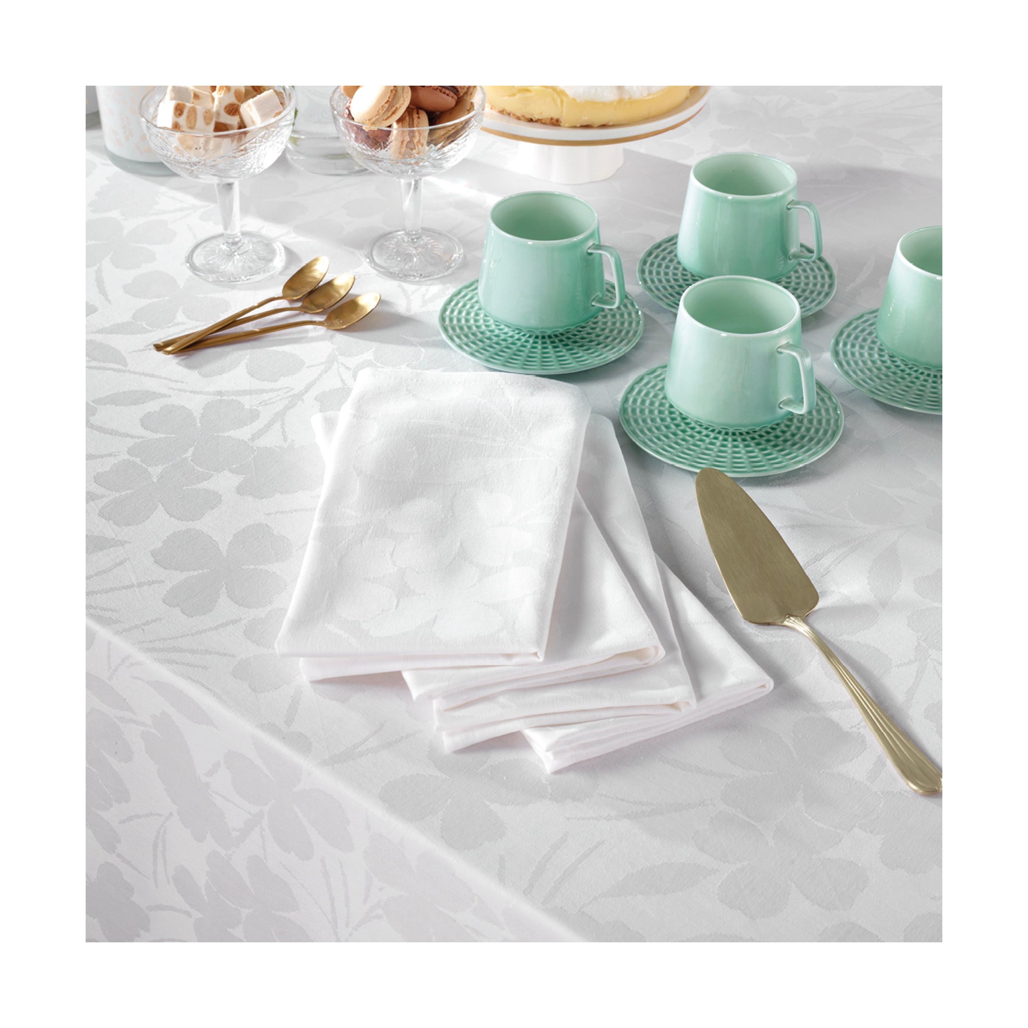 Set De 4 Servilletas Tejido Jacquard Fleurette - Blanco