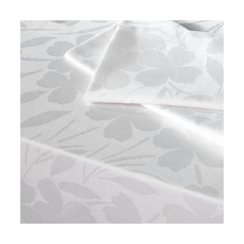 Set De 4 Serviettes Tissé Jacquard Fleurette - Blanc