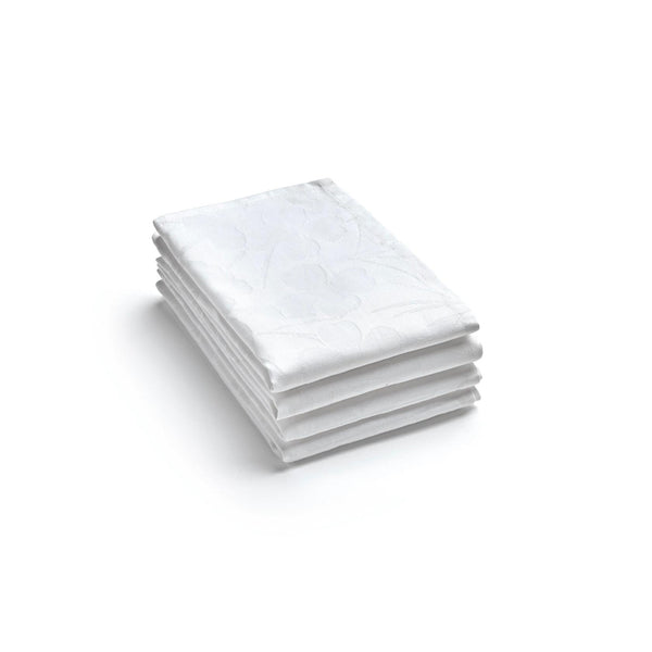 Set of 4 Jacquard Woven Napkins Fleurette - White