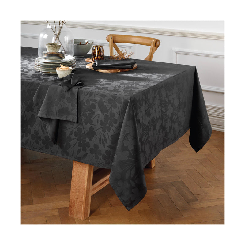 Nappe Tissé Jacquard Fleurette - Gris Foncé