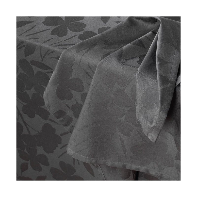 Set De 4 Serviettes Tissé Jacquard Fleurette - Gris Foncé