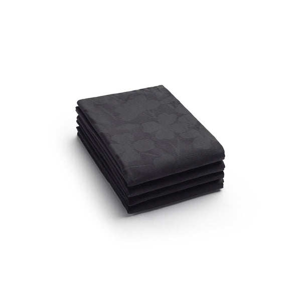 Set of 4 Jacquard Weave Fleurette Napkins - Dark Grey