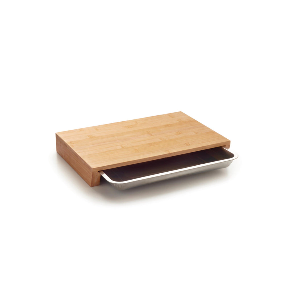Bloc À Découper - Bambou + Plateau En Acier Inoxydable - Bois/Argenté