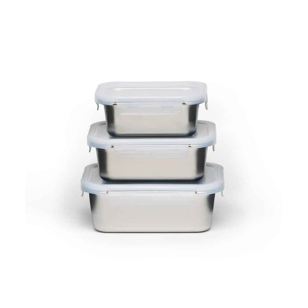 Set De 3 Boîtes Rectangulaires Avec Couvercle En Plastique