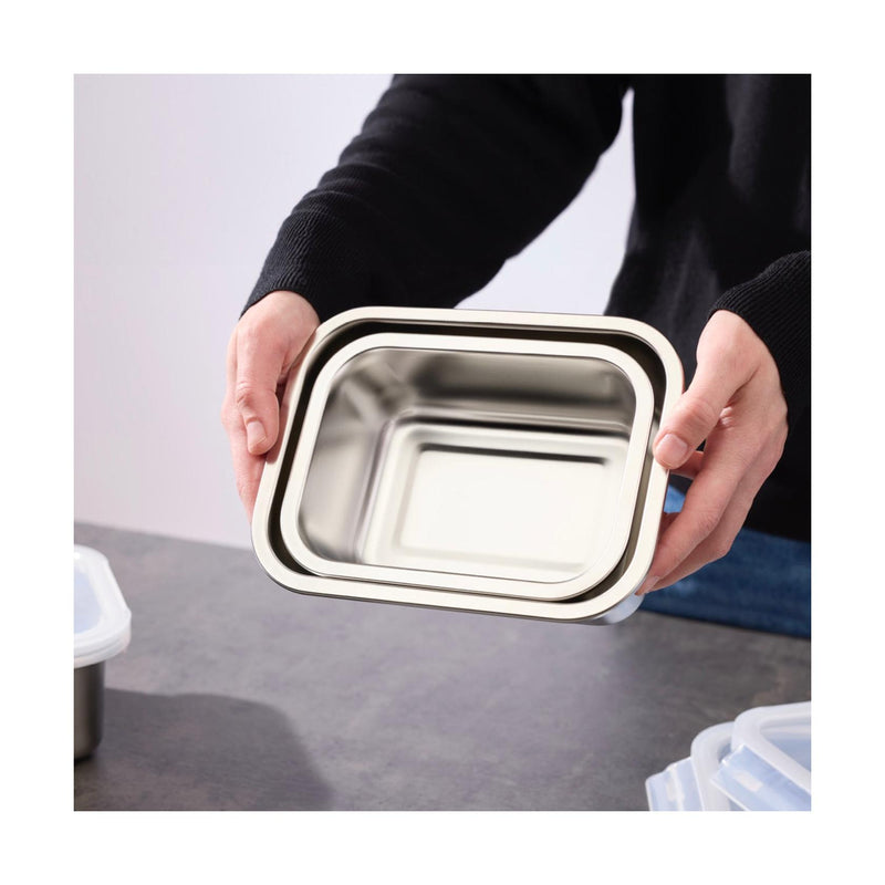 Set De 3 Boîtes Rectangulaires Avec Couvercle En Plastique