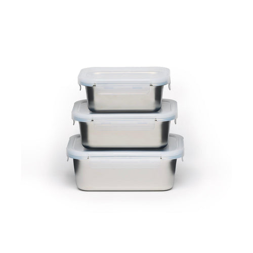 Set De 3 Boîtes Rectangulaires Avec Couvercle En Plastique