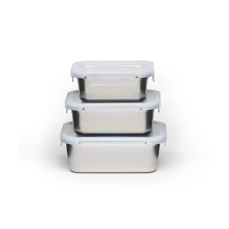 Set De 3 Boîtes Rectangulaires Avec Couvercle En Plastique