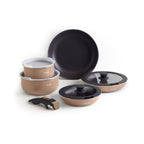 10-Piece Stackable Cookware Set with Removable Handle - Champagne