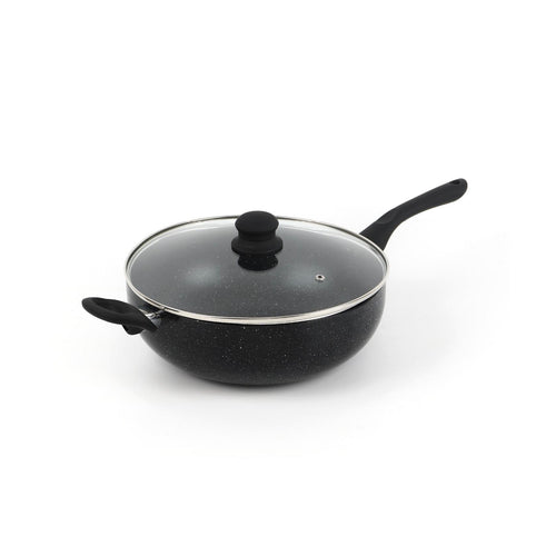 Wok Aluminium Avec Couvercle - Noir