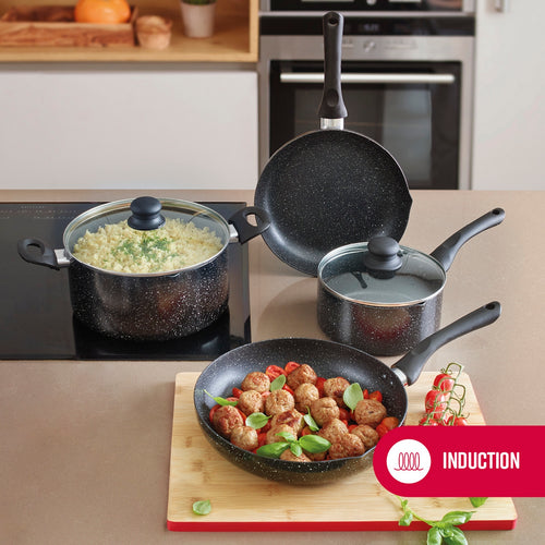 Wok Aluminium Avec Couvercle - Noir
