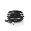 Set De 3 Poêles Aluminium Avec Poignée Amovible - Noir